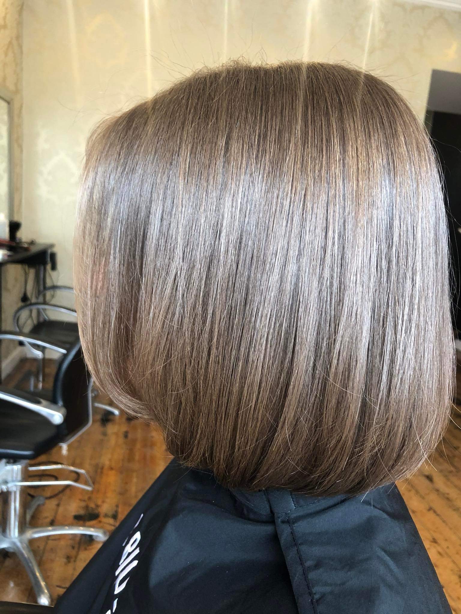 A neatly shaped bob photographed at Red Hair and Beauty Salon